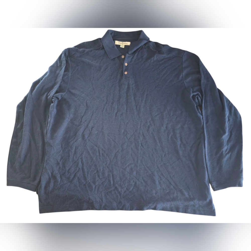 Tommy Bahama Long Sleeve Polo Shirt Men's 2XL Navy Blue